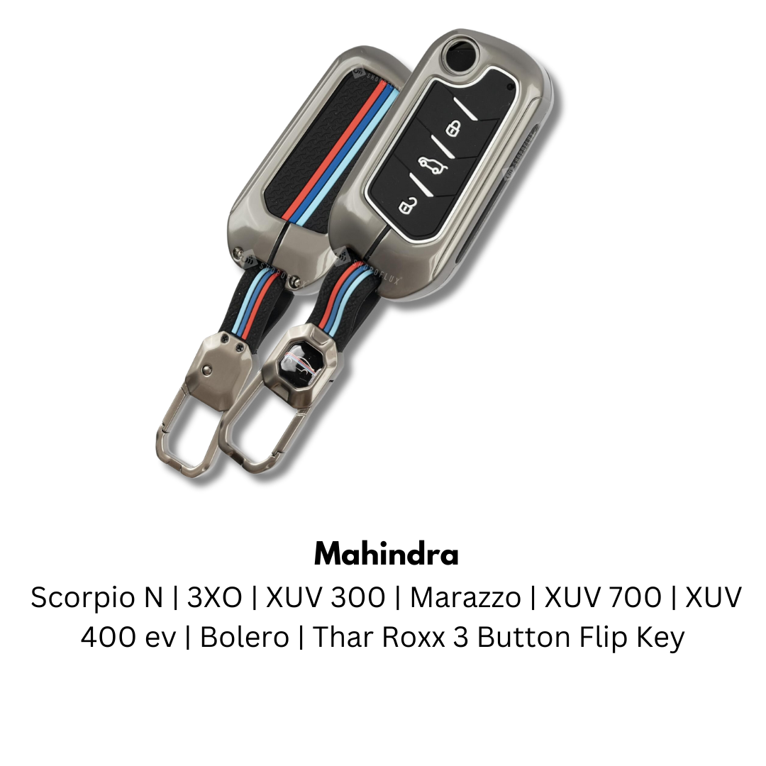 Mahindra Scorpio, Bolero, XUV700, XUV300, Thar, TUV300 Plus, XUV400, Marazzo (3 BT Flip Key) Key cover